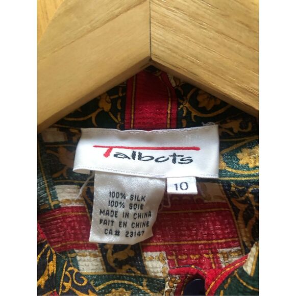 Talbots 100% Silk Vintage Retro Top Blouse Women SZ10 - Picture 9 of 9